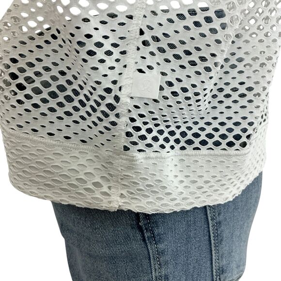 Lululemon Sweat Your Heart Out Short Sleeve Top sz 10 White Mesh Workout Yoga - Picture 5 of 9